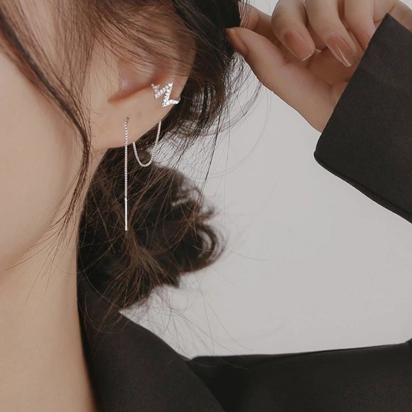 *925 Sterling Silver Diamond Heartbeat Earrings - Picture 13 of 13